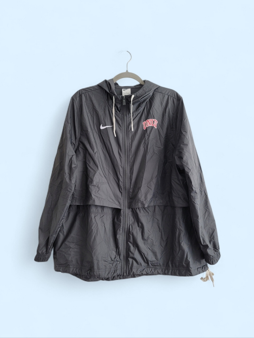 Nike Womens XL Black Windrunner Jacket UNLV Full Zip Hoodie Lightweight Packable